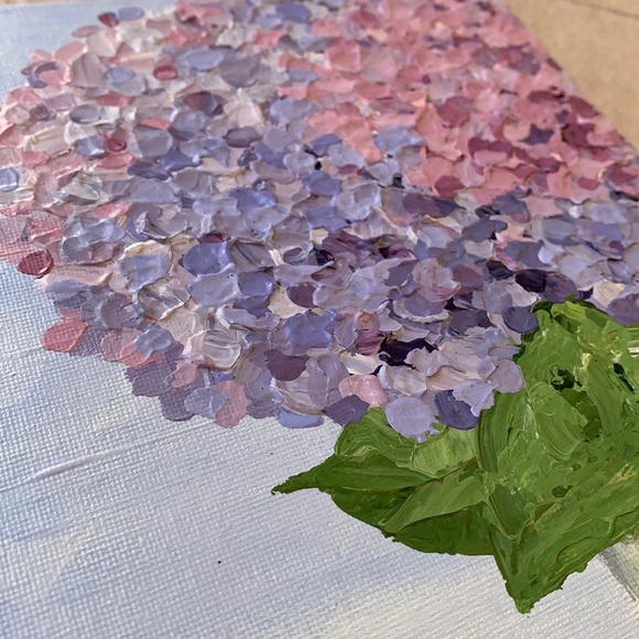 New Hydrangeas in Vase Original Abstract Acrylic Painting - Picture 2 of 3